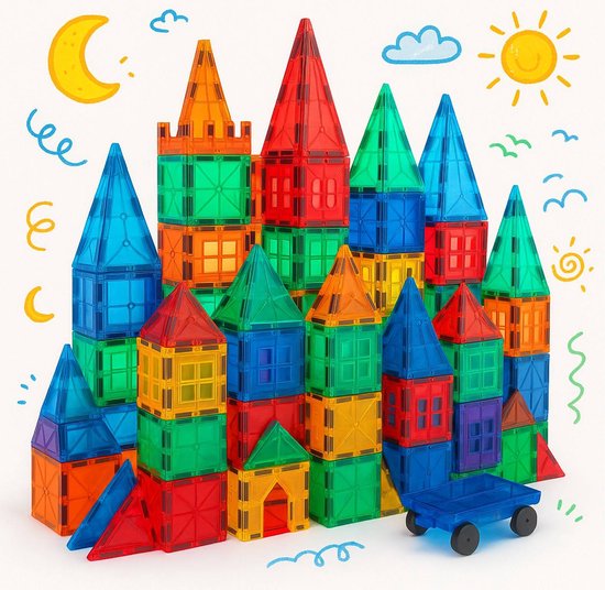Magnetic Tiles - Magnetisch Speelgoed - 100 stuks - Constructie speelgoed - Magnetische tegels - Speelgoed 3-12 jaar van Merkloos