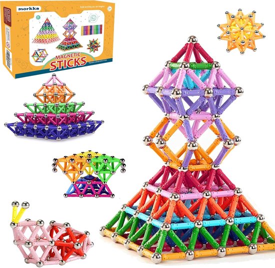 Magnetisch Bouwspeelgoed 220-delig - Montessori Magnetische Blokken en Staven Speelset - Educatief Constructiespeelgoed Kinderen - Stapelspel Magneten - Creatief STEM Speelgoed Jongens en Meisjes van Merkloos