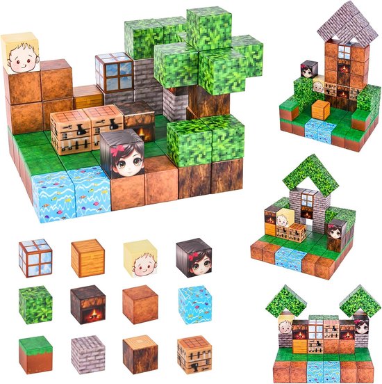 Magnetisch Bouwspeelgoed 60-delig – Magnetische Bouwstenen voor Kinderen – STEM & Montessori Speelgoed – Educatief Constructiespeelgoed vanaf 3 Jaar – Cadeau voor Jongens en Meisjes – Magneten Blokkenset van Merkloos