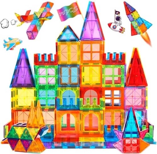 Magnetisch bouwspeelgoed set voor kinderen vanaf 3 jaar - 70 stuks van Merkloos