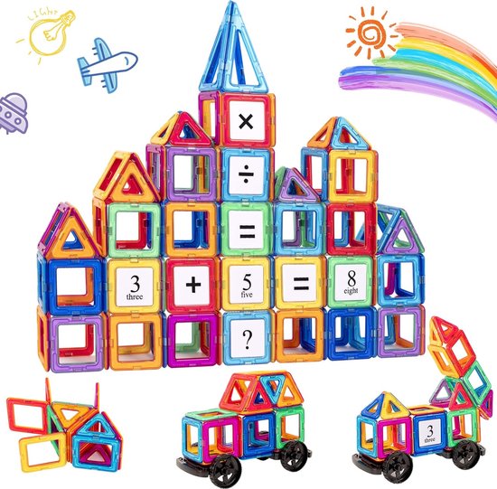 Magnetisch Bouwspeelgoed voor Kinderen - 74 Stuks Magnetische Bouwblokken - Educatief Spel - Creatieve Constructie Set - Montessori Speelgoed - 3D Bouwstenen - Cadeau voor Kinderen van 3 tot 7 Jaar - Kleurrijke Magneten - Leren en Spelen van Merkloos