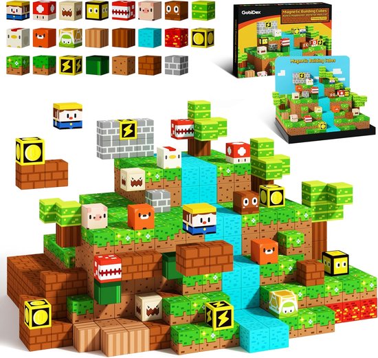Magnetisch Bouwstenen Speelgoed – 48-delig Constructiespeelgoed – Educatief STEM Speelgoed – Houthakker Blokken – Cadeau voor Kinderen 3 t/m 10 Jaar – Magnetische Blokkenset voor Jongens & Meisjes – Creatief Bouwen en Spelen van Merkloos