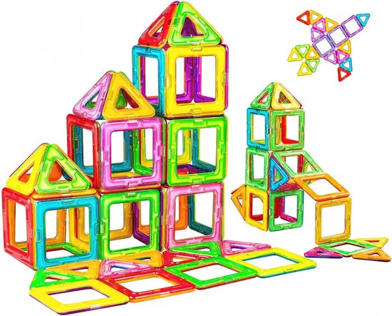 Magnetisch Bouwstenen Speelgoed Set - 50 Stuks Magnetische Bouwblokken - Educatief Constructiespeelgoed voor Kinderen - Ontwikkelt Motoriek & Creativiteit - Montessori STEM Speelgoed - Magnetisch Bouwspel vanaf 3 Jaar van Merkloos