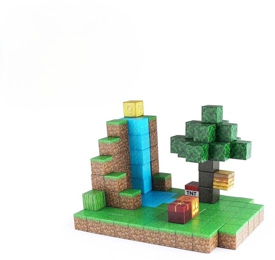 Magnetisch speelgoed bouwstenen Suburban 128 stuks - voor de minecraft fans van Merkloos