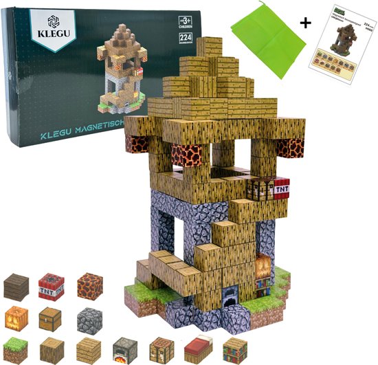 Magnetisch speelgoed – magnetisch bouwspeelgoed 224 stuks – magnetische bouwstenen - magnetische blokken – montessori speelgoed – magneten speelgoed - Uitkijktoren van Merkloos