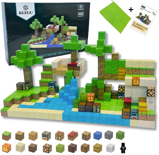 Magnetisch speelgoed – magnetisch bouwspeelgoed 400 stuks – magnetische bouwstenen – montessori speelgoed – magneten speelgoed - Jungle beach van Merkloos