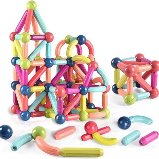 Magnetisch Speelgoed-Magnetische bouwset-Montessori speelgoed-Niet geschikt voor LEGO - Stapelen van speelgoed-Geschikt voor jongens en meisjes vanaf 3 jaar-Magnetische ballen en stokken-100 STUKS-Geschenk van Merkloos