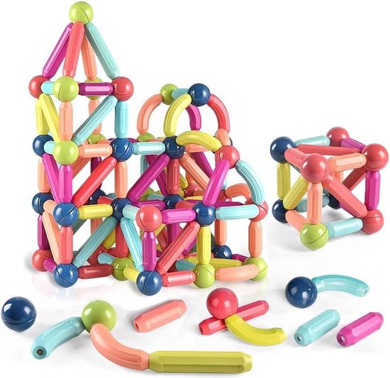 Magnetisch Speelgoed-Magnetische bouwset-Montessori speelgoed-Stapelen van speelgoed-Geschikt voor jongens en meisjes vanaf 3 jaar-Magnetische ballen en stokken-100 STUKS-Geschenk van Klin-Toys