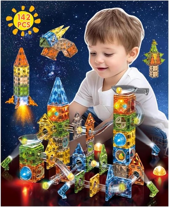 Magnetisch Speelgoed Set met 142 Stuks Bouwblokken – Magnetische Bouwstenen voor Kinderen – Montessori Educatief Speelgoed – Creatieve STEM Constructie – Magneten voor Jongens en Meisjes – 3D Magnetisch Bouwspeelgoed van Merkloos