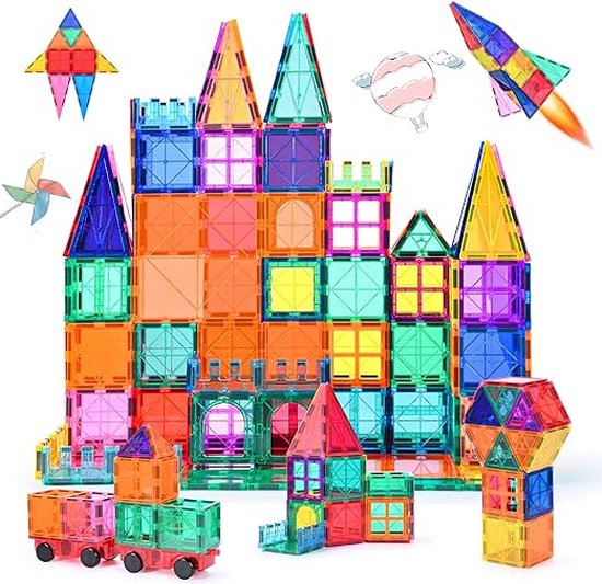 Magnetische Blokken voor kinderen - 100 stuks - Magnetisch Bouwspeelgoed - Magnetic Tiles - Magnetisch Speelgoed - Magnetische Tegels - Magnetische Bouwstenen - Magna - Montessori Speelgoed van Merkloos