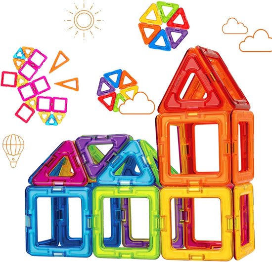 Magnetische Bouwblokken Set – 48-delig Magnetisch Speelgoed voor Kinderen – Montessori Educatief Bouwspeelgoed – Magnetische Tegels – Creatief Cadeau voor Jongens en Meisjes vanaf 3 Jaar van Merkloos