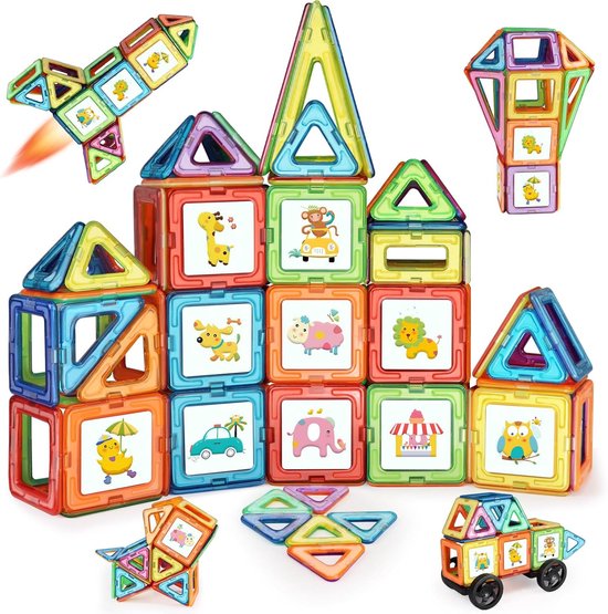 Magnetische Bouwblokken Set - 68 Stuks - Educatief Speelgoed vanaf 3 Jaar - Magnetisch Constructiespeelgoed - Montessori Speelgoed voor Kinderen - Cadeau voor Jongens en Meisjes - Speelgoed 3-8 Jaar van Merkloos