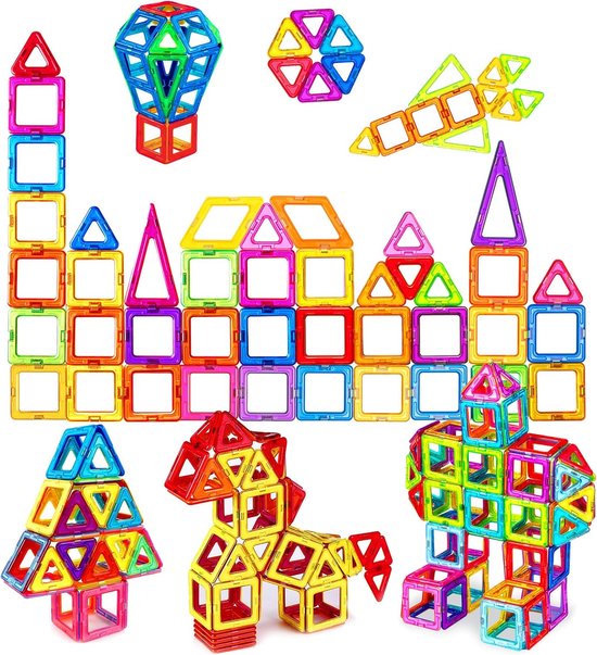 Magnetische Bouwblokken Set 75 Stuks – Educatief Speelgoed voor Kinderen – Montessori Speelset – Kleurrijke Magnetische Tegels – 3D Constructies – STEM Bouwspel – Creatief Cadeau voor Jongens en Meisjes vanaf 3 Jaar van Merkloos