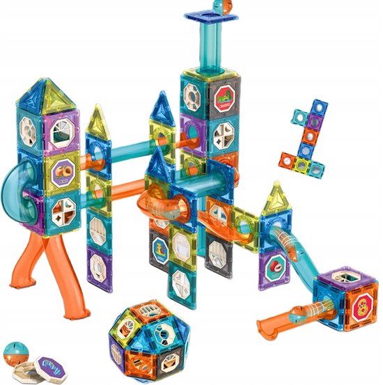 Magnetische Bouwstenen - 68 delig - Constructiespeelgoed - Magnetic Tiles - Montessori Speelgoed - Magnetische Bouwblokken - Constructie Speelgoed - Leerzame Bouwblokken - Magnetic Toys - Magnetische Tegels - Educatief - Knikkerbaan - STEM Speelgoed van Clics