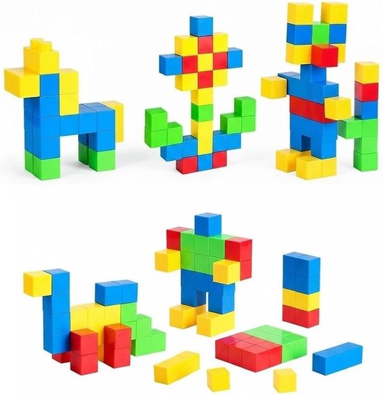 Magnetische Bouwstenen - Magneetblokken Dobbelstenen - Educatief Spel - 32 Stuks Sterke Magneten - 2 cm Blokken van Merkloos