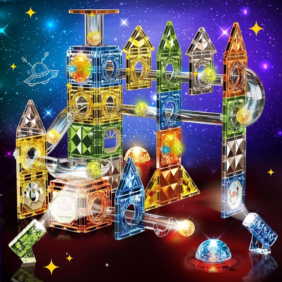 Magnetische Bouwstenen Set (105 Delen) - 3D Constructie Speelgoed met Lichtgevende Magneten voor Kinderen vanaf 3 Jaar van Merkloos