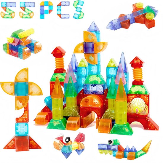 Magnetische Bouwstenen Set - 55 Delige Educatieve Speelgoed voor Kinderen vanaf 3 Jaar van Merkloos