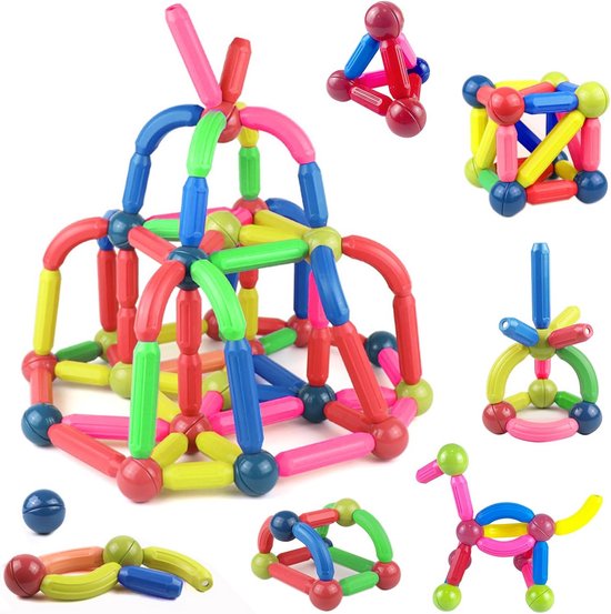Magnetische Bouwstenen Set - 66 Delige Knutsel Speelgoed voor Jongens en Meisjes (3+) van Merkloos