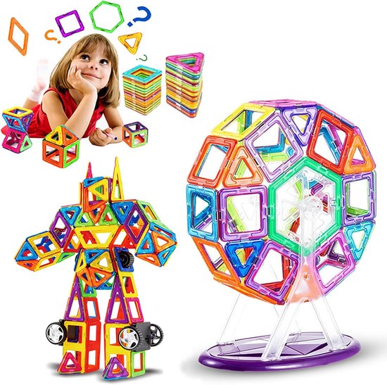 Magnetische Constructieset Kinderen - 109 Stuks Grote Magnetische Bouwblokken - 3D DIY Speelgoed - Creatieve Educatieve Bouwset - STEM Speelgoed vanaf 3 Jaar - Cadeau voor Kerst en Kinderdag van Merkloos