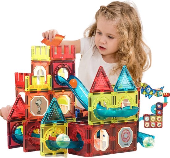 Magnetische Knikkerbaan – 95 Stuks Knikkerbaan - Magnetisch Speelgoed - Magnetic Tiles – Knikkers -Constructiespeelgoed Voor Leeftijd 3 t/m 12 Jaar - Cadeau Kind van Jotzey