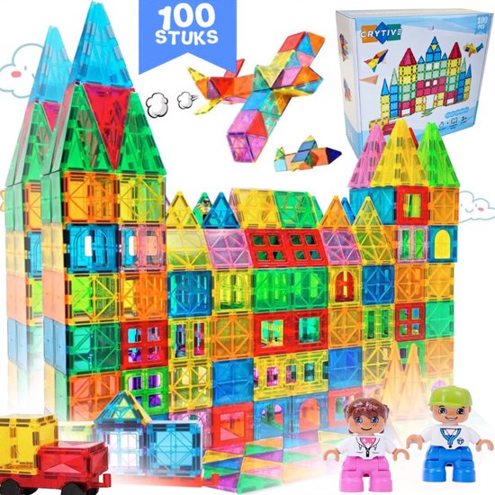 Magnetische Speelgoed - Voordeelverpakking 100 Stuks - Magnetisch Speelgoed - Montessori Speelgoed - Veilig Voor Kinderen - Magnetisch Speelgoed - Extra Groot Magnetisch Speelgoed Bouwset van Merkloos
