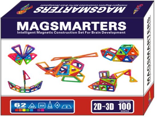 Magsmarters 62 delige set - Magnetisch Speelgoed van Magsmarters