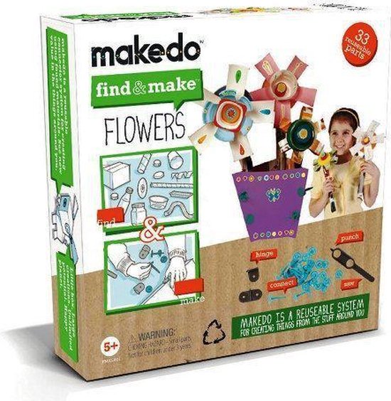 MakeDo - Bouwset voor Karton - Contructieset - 33 onderdelen - Bloemen van Makedo