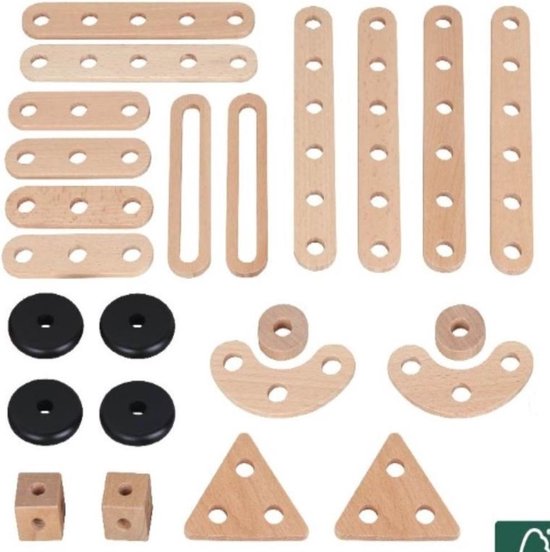 Mamamemo - Constructieset Hout 24-delig - Houten speelgoed van Mamamemo