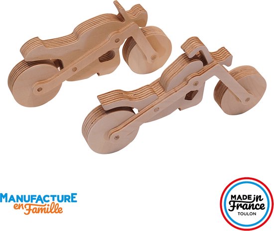 Manufacture en Famille - Race motor + Chopper - Houten Speelgoed - Do it yourself van Merkloos