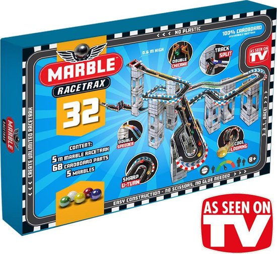 Marble Racetrax Circuit Set Knikkerbaan - Racebaan - 32 Sheets 5 Meter van Marble Racetrax