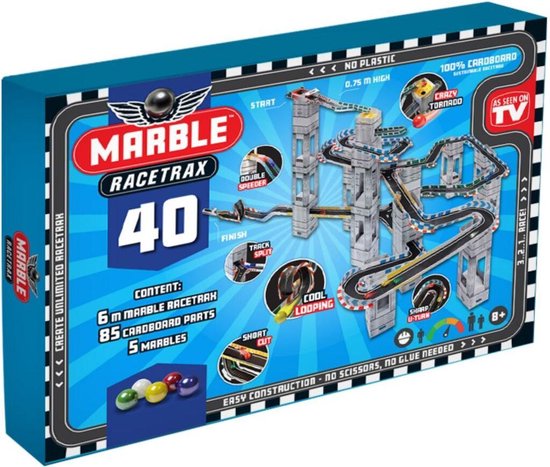 Marble Racetrax Circuit Set Knikkerbaan - Racebaan - 40 Sheets 6 Meter van Marble Racetrax
