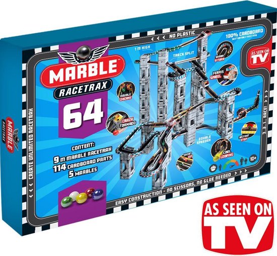 Marble Racetrax Grand Prix Knikkerbaan - Racebaan - 64 Sheets 9 Meter van Merkloos