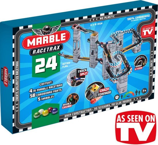Marble Racetrax Starter Set Knikkerbaan - Racebaan - 24 Sheets 4 Meter van Marble Racetrax