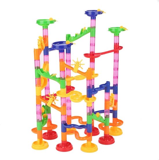 Marmer Loop Set - Educatief Speelgoed voor Kinderen, Bouw- en Constructiespeelgoed voor Leeftijd 4+ (105 Stuks + 30 Glazen Marbles) van Bimi Boo