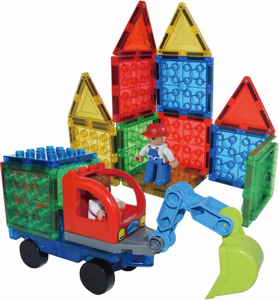 MaroGear © Auto voor Magnetisch speelgoed - Auto + Magnetische figuurtjes + Magnetische tegels - Uitbreidingsset met 26 onderdelen van MaroGear