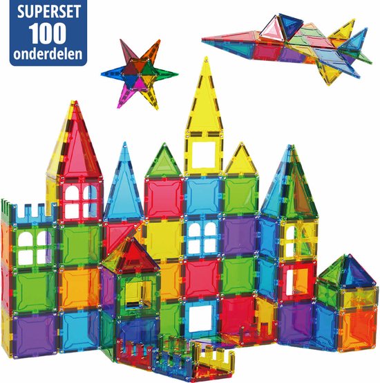 MaroGear © Magnetisch speelgoed - Magnetische Bouwstenen / Magnetic Tiles - 100 onderdelen van MaroGear
