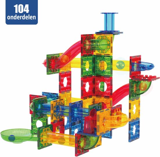 MaroGear © Magnetisch speelgoed - Magnetische Knikkerbaan - Magnetische tegels - 104 onderdelen van MaroGear