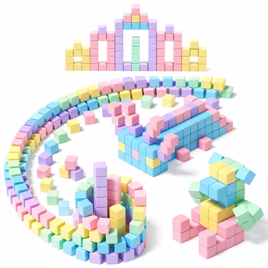 Mass Store - Magnetische Blokken - Tegels - Bouwstenen - 100-delig + Opbergzak - Magnetisch Speelgoed - Bouwspeelgoed van Merkloos