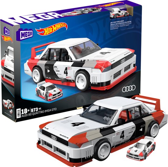 Mattel Hot Wheels MEGA Construction Set 1/15 Audi 90 Quattro IMSA GTO 29 cm Construction kits van Merkloos