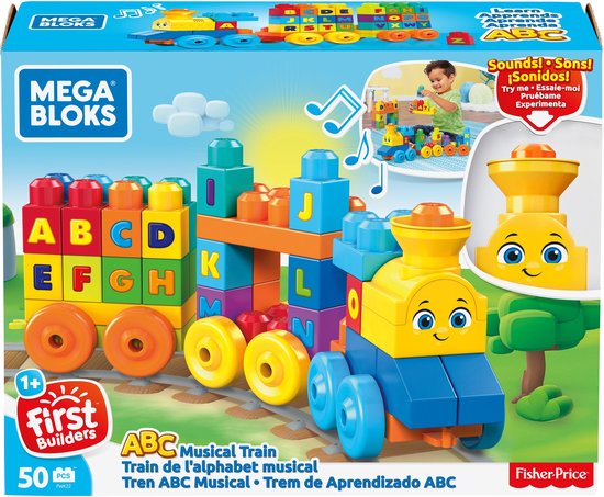 MEGA Bloks ABC muziektrein - 50 blokken - Bouwstenen met geluiden van MEGA Bloks