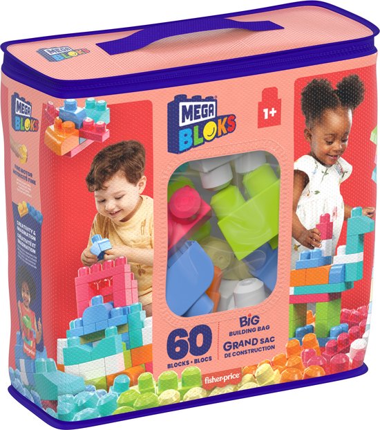 MEGA Bloks Grote bouwtas - 60 blokken - Roze bouwstenen van MEGA Bloks