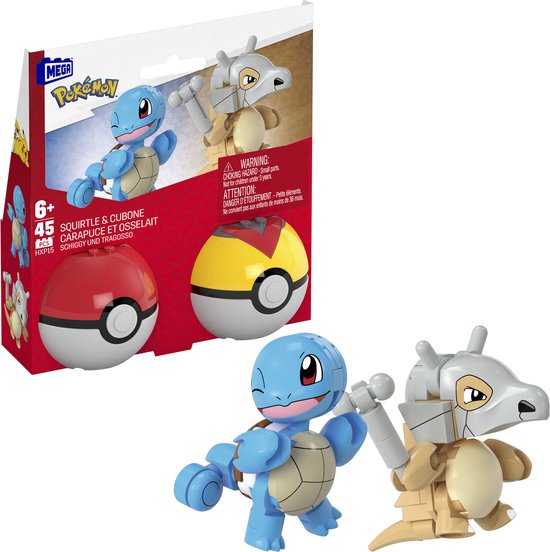 MEGA - Pokémon Squirtle en Cubone - Constructiespeelgoed - Speelfiguur van MEGA