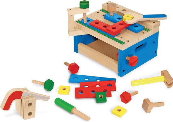 Melissa & Doug Hamer- en zaaggereedschapsbank - Houten bouwset (32 stuks) van Melissa & Doug