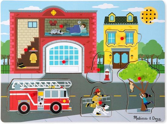 Melissa & Doug Vormenpuzzel Brandweerkazerne Junior Hout 8 Stukjes van Melissa & Doug