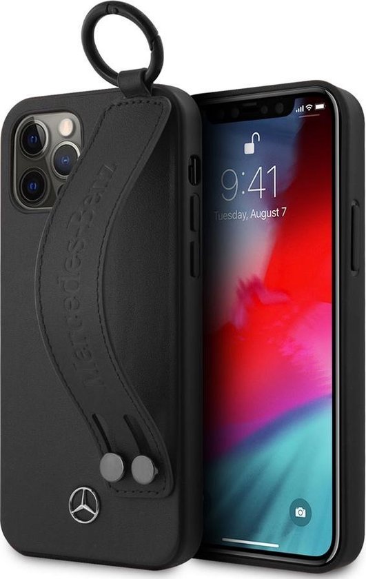 Mercedes-Benz Hand Strap Back Case - Geschikt voor Apple iPhone 12 Pro Max (6.7") - Zwart van Mercedes-Benz