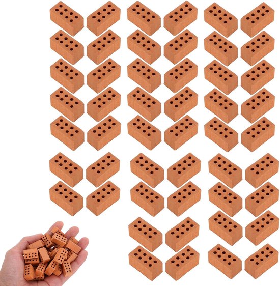 Mini Bouwstenen - Knutselblokjes Decoratie - Modelbouw Projecten - Duurzaam Kunststof Ontwerp - 2x1x1 cm - Rood van Merkloos