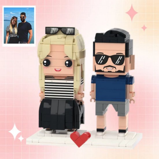Mini Brick Custom - Gepersonaliseerde BRICK bouwstenen aan de hand van foto - Voor KOPPELS - Cadeau - Cadeau voor haar of hem - Relatie - Love - Liefde - Kerst - Creator - Technic - bouwsets - bouwstenen - volwassenen - bouwen speelgoed - custom lego van Merkloos