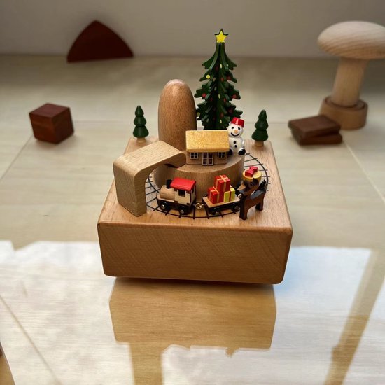 Mmgoqqt - 1 Stuk - Kerstmis, Sneeuwvlok, Melodie - Houten Muziekdoos - Naturel - Standaardmodel - Rotatiefunctie, Decoratief, Speelt Kerstmelodie毛n van Merkloos