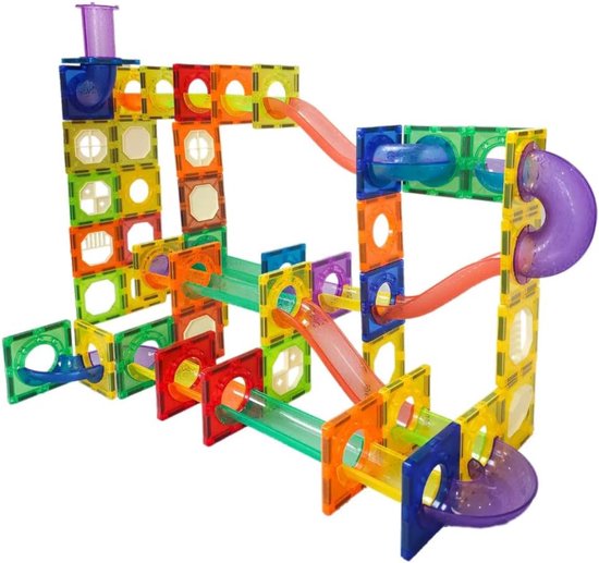 MMP® Magnetische Knikkerbaan - Magnetic Tiles - Magnetisch Speelgoed - 100 Stuks - 3x2x1cm - Veelkleurig van Merkloos