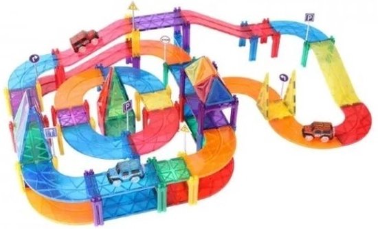 MNTL Magnetische Autobaan Regenboog 108-delig van MNTL